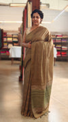 Mehndi green tussar silk saree