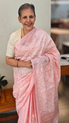 Baby pink tussar silk saree - 9TF