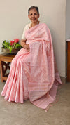 Baby pink tussar silk saree - 9TF
