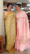 Baby pink tussar silk saree - 9TF