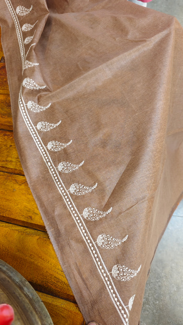 Taupe shade tussar silk saree - 9TF