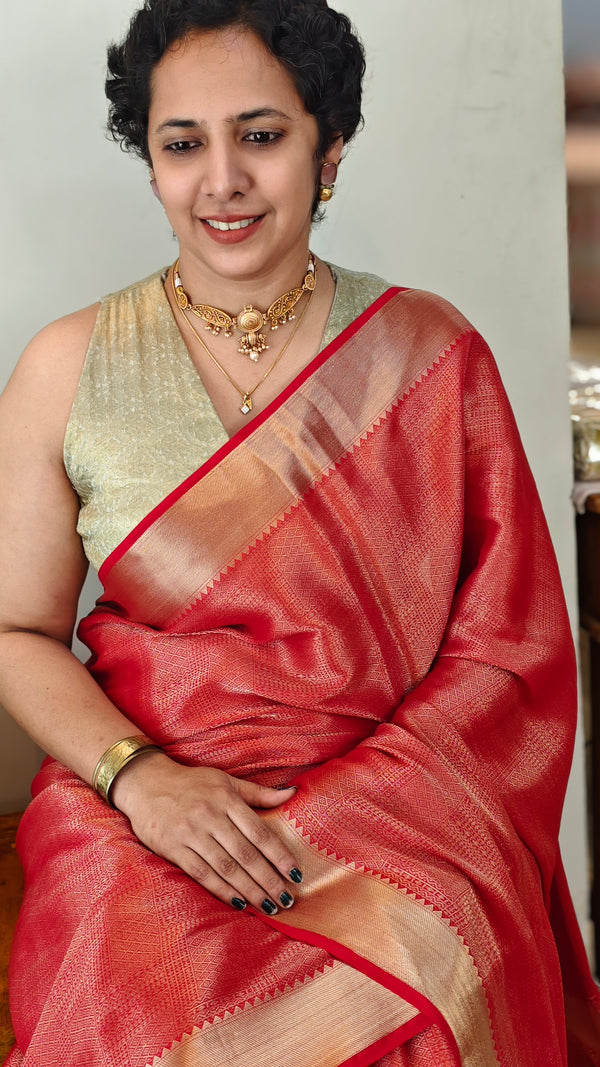 Red banarasi georgette saree