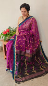 Purple muslin jamdani saree