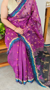 Purple muslin jamdani saree