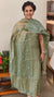 Sage green embroidered check tussar suit - 81NZ