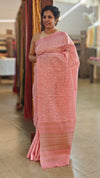 Light pink embroidered tussar silk saree - KJ87
