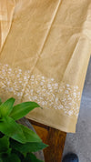 Yellow embroidered tussar silk saree - KJ87