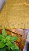 Mustard yellow checked tussar silk saree - NZ91