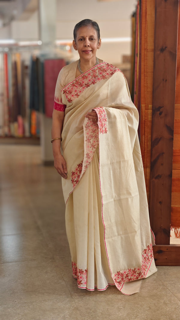 Light beige super net kota saree