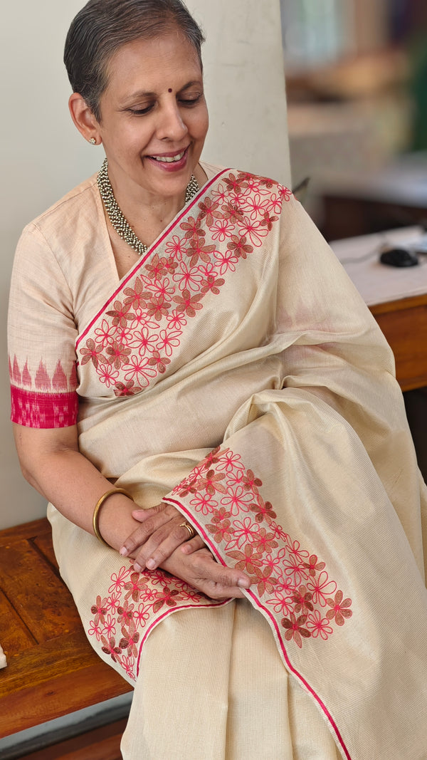 Light beige super net kota saree