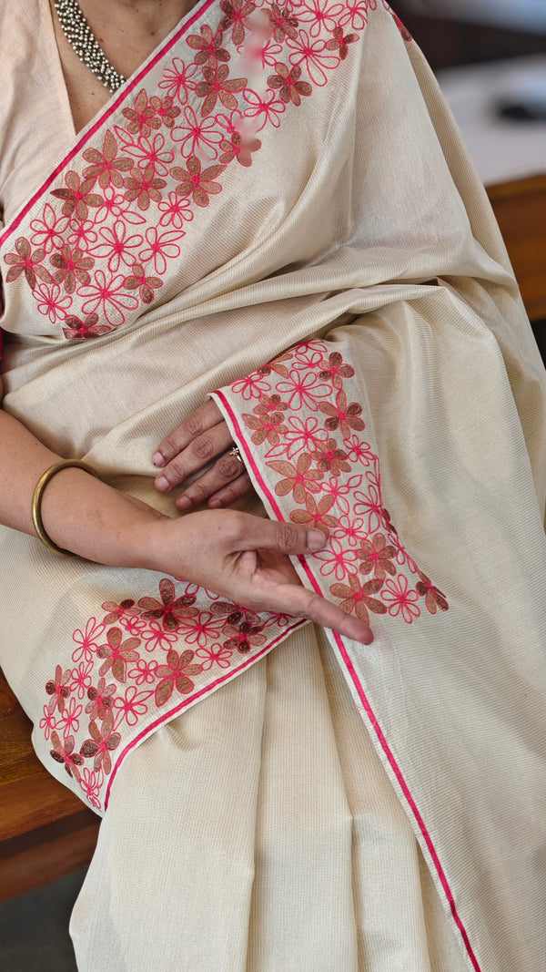 Light beige super net kota saree
