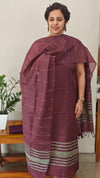 deep brown semi tussar silk suit