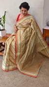 Golden and beige tissue silk saree