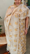 Cream embroidered tussar silk suit - LY62