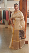 Light beige moonga tussar silk saree