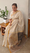 Light beige moonga tussar silk saree