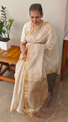 Light beige moonga tussar silk saree