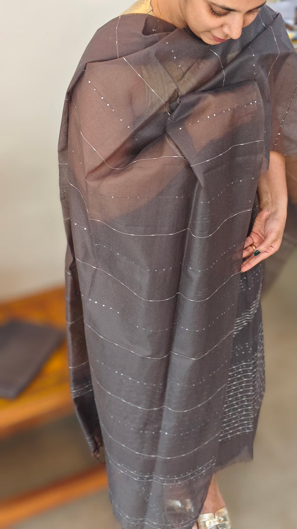 Dark Grey Semi tussar silk suit