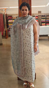 Light grey Printed linen chanderi suit