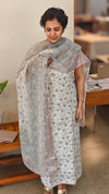 Light grey Printed linen chanderi suit