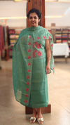 Green cutwork net kota suit