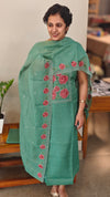 Green cutwork net kota suit