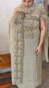 Sage green cutwork embroidered suit - C632