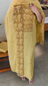 Mustard cutwork embroidered suit - C632