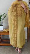 Mustard cutwork embroidered suit - C632