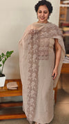 Taupe cutwork embroidered suit - C632