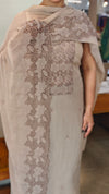 Taupe cutwork embroidered suit - C632