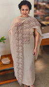 Taupe cutwork embroidered suit - C632