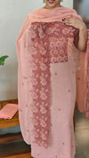Peach cutwork embroiderd suit - C632