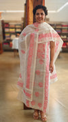White and pink net kota suit