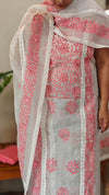 White and pink net kota suit