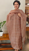 Nude brown organza suit