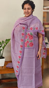 Lavender cutwork net kota suit