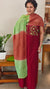 Maroon and green cotton embroidered suit