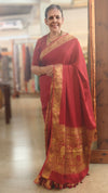 Dark red banarasi modal silk saree
