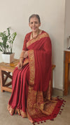 Dark red banarasi modal silk saree