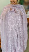 Lavender crushed organza pleated suit - V842