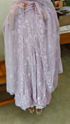 Lavender crushed organza pleated suit - V842