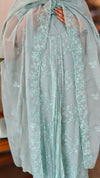 Aqua Green crushed organza pleated suit - V842