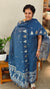Indigo linen chanderi jamdani suit - SC54 - D3