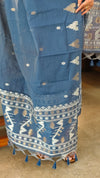 Indigo linen chanderi jamdani suit - SC54 - D3