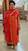 Dark orange party wear suit