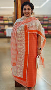Orange jute blended suit