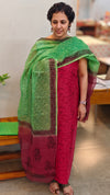 Maroon and green suit