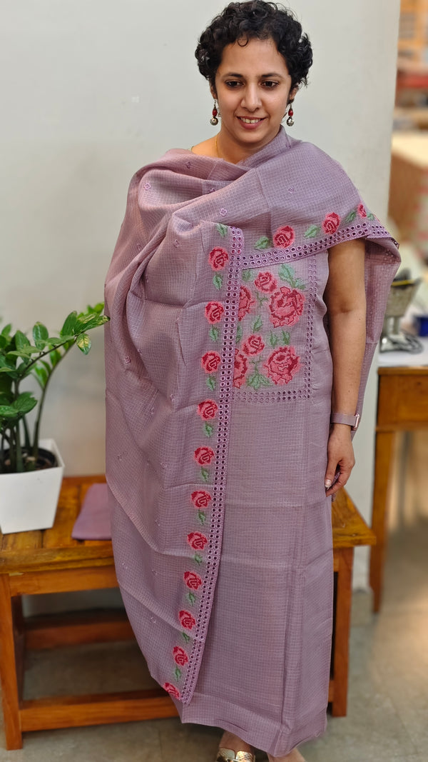 Mauve net kota suit with cutwork