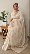 Cream shade silky kota saree with cutwork - NNF2